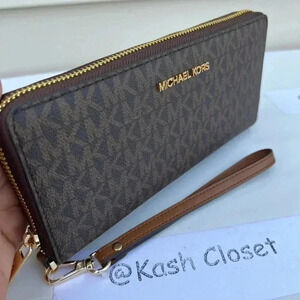 Michael Kors MK Large Logo Continental Wallet - Brown
